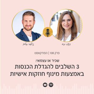 תמונה של ניצה יניב מראיינת את גילעד פולק בפודקאסט הפסיכולוגיה של הכסף: שיחה על הגדלת הכנסות באמצעות מינוף חוזקות אישיות